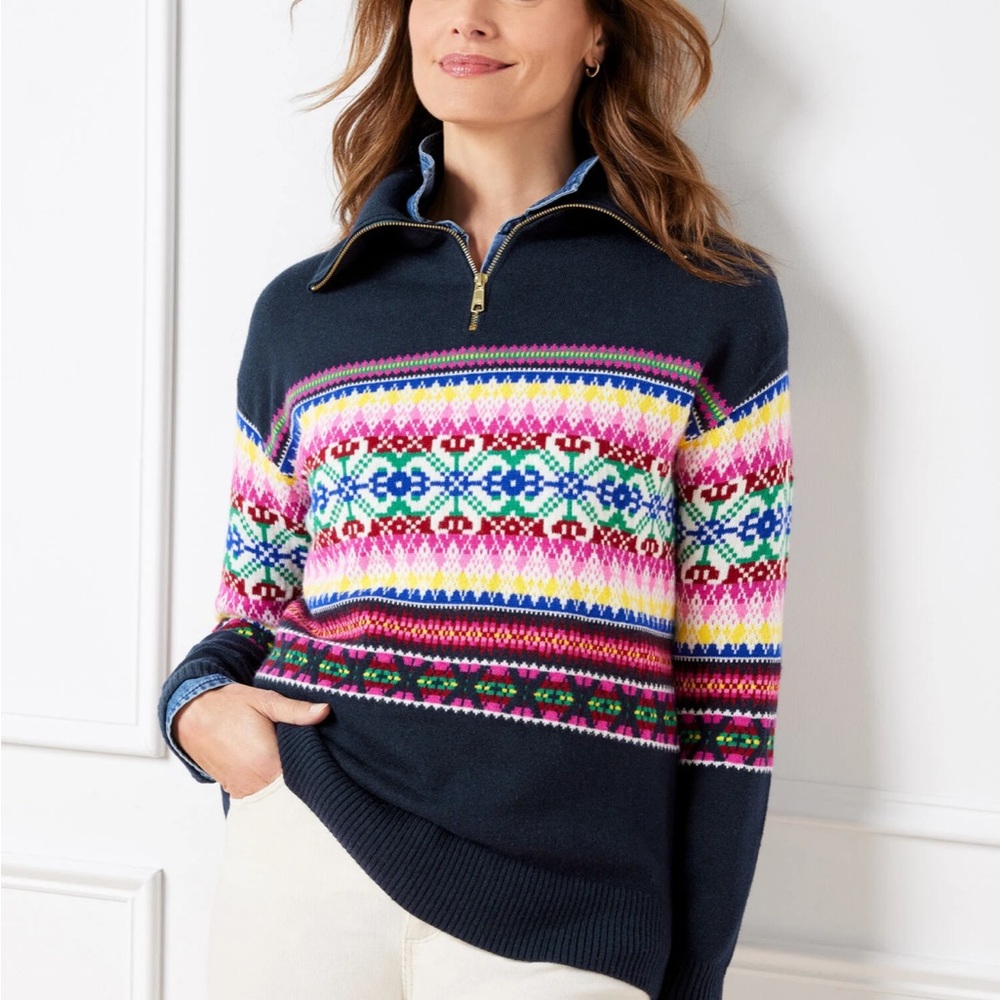 Talbots Multicolor Patterned Apres Ski Quarter Zi… - image 5